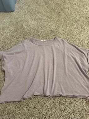 Boxy Short-Sleeve Crewneck Top in Dusty Mauve
